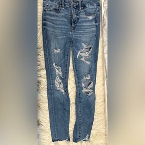 Medium Blue American Eagle Skinny Jeans Highest Waisted Jeggings The Luxe Jean